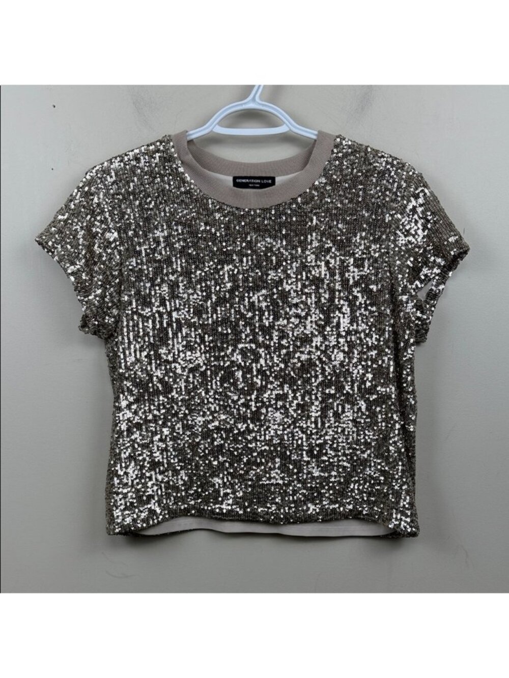GENERATION LOVE sequin crew neck t shirt small